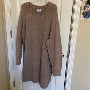 Old Navy Taupe Knit Crewneck Sweater Dress